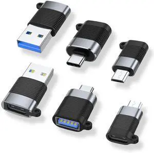JAENFONG USB C Adapter (6 Pack), Micro USB Male to USB C Female, USB 3.0 Male to USB C Female, USB Type-C Male to USB 3.0 Female Converter Connector