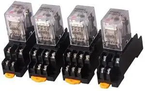 10 PCS Small Intermediate Relay AC 6V-380V DC 6V-220V with Base Switch HH52/53/54P HH62/63/64P 2 Open 2 Closed/3 Open 3 Closed (Color : 12V, Size : HH52P AC (10PCS))