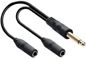 JAENFONG 6.35 Mm Male To 2 6.35 Mm Female Adapter Cable 1/4 6.35mm Plug To Dual 6.35mm Jack Y Splitter Stereo Audio Cord