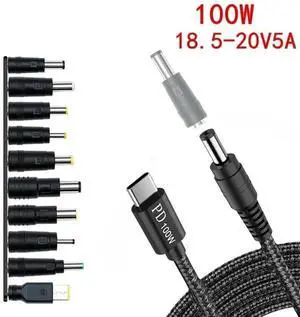 JAENFONG 100W TypeC DC Power Adapter Kits Universal 5.5 mm x 2.1 mm DC AC Power Adapter 10 Tips Connector For Laptop Power Supply Plug JAENFONG 100W TypeC DC Power Adapter Kits Universal 5.5 mm x 2.1 mm DC AC Power Adapter 10 Tips Connector For Laptop Power Supply Plug