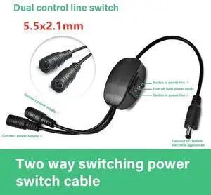 JAENFONG 5.5x2.1mm 1 Male To 2 Female Plug Jack Splitter Connector Supply DC Power Cable with on-off Switches For CCTV Camera LED Strip JAENFONG 5.5x2.1mm 1 Male To 2 Female Plug Jack Splitter Connector Supply DC Power Cable with on-off Switches For CCTV Camera LED Strip