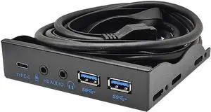 3.5 Inch USB Front Panel Hub of 10Gbps USB-C USB 3.2 Gen 2 ,2x USB 3.0 Ports and HD Audio Mic of Multi USB Slots , Motherboard USB 20-Pin & USB 3.2 Key-A Headers Required, Fits 3.5" PC Computer Case