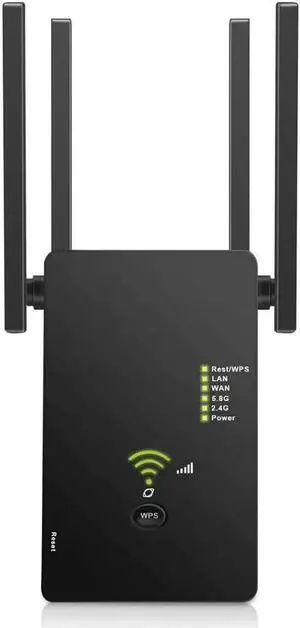 JAENFONG  WiFi Extender Signal Booster - Coverage up to 2640sq.ft and 25 Devices with AC1200 Dual Band Wireless Signal Booster & Repeater , and Compact Wall Plug Design