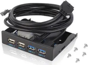 PC Case 3.5 inch front panel 4 Ports USB Hub,2 Ports USB 3.0 & 2 Ports USB 2.0,2ft USB Type A Female to motherboard Adapter Cable