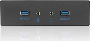 PC Case 5.25 inch front panel 2 Ports USB 3.0 USB Hub w/ HD Audio Output & Microphone,2.6ft USB 20pin to 2x USB 3.0 Splitter w/ Stereo Audio Mic