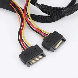 JAENFONG SlimSAS 8X To 2*U.2 NVMe Adapter SFF-8654 74pin To 2*SFF-8639 68pin Cable Hard Drive Data Cable JAENFONG SlimSAS 8X To 2*U.2 NVMe Adapter SFF-8654 74pin To 2*SFF-8639 68pin Cable Hard Drive Data Cable