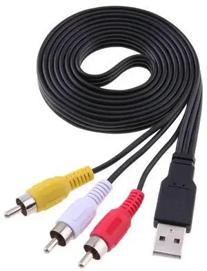JAENFONG 1.5M 5ft USB Male A to 3 RCA AV A/V TV Adapter Cord Cable Audio AV Cable