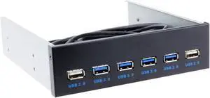 JAENFONG 4 Ports USB 3.0+ 2 Ports USB 3.0 5.25" Internal CD-ROM Bay Front Panel 6 Ports USB Hub,Motherboard USB 20 pin to 4 x USB 3.0 & 2 x USB 2.0 Spliter Adapter Cable w/ 5.25 inch Metal Bracket