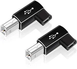 JAENFONG 2 Pack USB B to USB C Adapter, 90 Degree Right Angle Type C Female to MIDI Converter Compatible with Printer, Electric Piano, Laptops and More Type-C Devices JAENFONG 2 Pack USB B to USB C Adapter, 90 Degree Right Angle Type C Female to MIDI Converter Compatible with Printer, Electric Piano, Laptops and More Type-C Devices