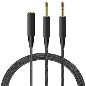 JAENFONG Braided Replacement PC Splitter Cable Extension Cord For HyperX Cloud Stinger Mix Alpha Revolver Gaming Headsets Cable