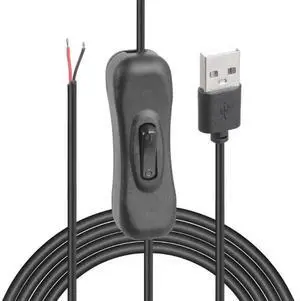 JAENFONG LED Strip USB Connector Cable Extension 2 pin Power Supply Wire on/off Switch Electrical 5V Wire For LED Lighting Fan Speaker