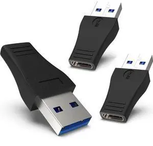 JAENFONG USB 3.0 to USB C Adapter 3 Pack, Type C Female to A Male Charger Converter for Apple Watch Ultra iWatch 8 7,iPhone 15 14 13 12 Pro Max Plus, Airpods, iPad Air Mini,Car,Samsung Galaxy S23 S24