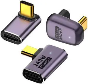 USB C 90 Degree Adapter,USB C Right Angle Adapter with 40 Gbps PD 240W 8K@60hz Video Charge (E-3PCS)