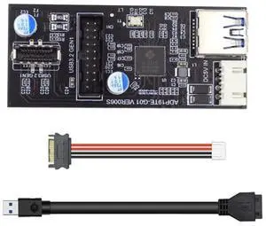 JAENFONG Card Single 19/20Pin Header to USB 3.0 20Pin & Type-E Dual Ports Female PCBA Type Adapter Splitter HUB 5Gbps JAENFONG Card Single 19/20Pin Header to USB 3.0 20Pin & Type-E Dual Ports Female PCBA Type Adapter Splitter HUB 5Gbps