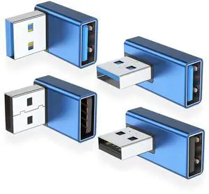 JAENFONG 90 Degree USB 3.0 Adapter 4 Pack, Up and Down Angle, Left and Right Angle USB A Male to Female Converter Extender for PC, Laptop, USB A Charger, Power Bank and More (Blue) JAENFONG 90 Degree USB 3.0 Adapter 4 Pack, Up and Down Angle, Left and Right Angle USB A Male to Female Converter Extender for PC, Laptop, USB A Charger, Power Bank and More (Blue)
