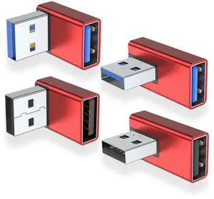 JAENFONG 90 Degree USB 3.0 Adapter 4 Pack, Up and Down Angle, Left and Right Angle USB A Male to Female Converter Extender for PC, Laptop, USB A Charger, Power Bank and More (Red) JAENFONG 90 Degree USB 3.0 Adapter 4 Pack, Up and Down Angle, Left and Right Angle USB A Male to Female Converter Extender for PC, Laptop, USB A Charger, Power Bank and More (Red)