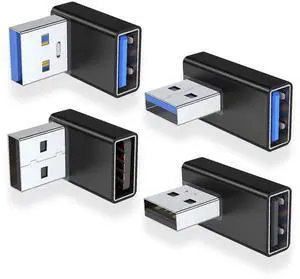 JAENFONG 90 Degree USB 3.0 Adapter 4 Pack, Up and Down Angle, Left and Right Angle USB A Male to Female Converter Extender for PC, Laptop, USB A Charger, Power Bank and More (Black) JAENFONG 90 Degree USB 3.0 Adapter 4 Pack, Up and Down Angle, Left and Right Angle USB A Male to Female Converter Extender for PC, Laptop, USB A Charger, Power Bank and More (Black)