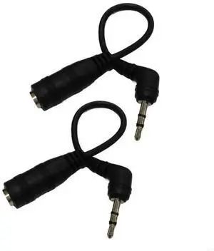JAENFONG 2pcs/set 2.5mm Jack Male to 3.5mm Female Right Angled Extension Audio Adaptor Cable for computer phone headset