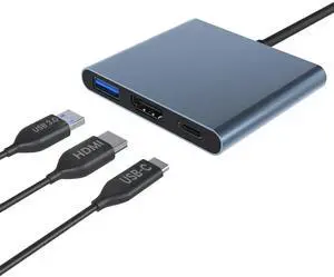 JAENFONG  HDMI Type C HUB Adapter - USB C to HDMI Adapter - USB 3.1/3.0 Charging Port Converter Compatible with MacBook Pro Samsung Galaxy S25/S24/S23/S22/S21 Note 20/10/9 Series - Grey Aluminium