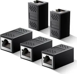 JAENFONG Ethernet Coupler, 5 Pack 1000Mbps High Speed Ethernet Extender for Cat7 Cat6 Cat5e Cat5 Cable, Plug and Play, Female to Female Ethernet Connector, in Line Coupler