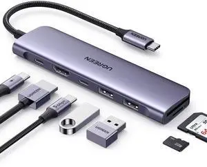 JAENFONG  UGREEN Revodok 1071 USB C Hub for Laptop 7 in 1 Dock 4K HDMI, 100W PD Charging, USB-C & 2 USB-A 5Gbps Data Ports, SD/TF Card Reader for MacBook Pro/Air, iPad Pro, XPS, Thinkpad