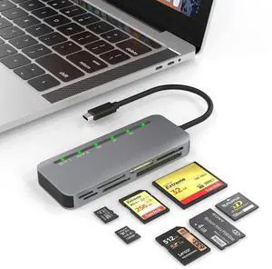 JAENFONUSB C Memory Stick Pro Duo Card Reader, 7in1 XD Card Reader, SD Card Reader USBC for SD/TF/CF/XD/MS, 5Gbps High Speed Aluminum Multi Card Reader for Camera, Phone 15 16, Tablet, Laptop, Android