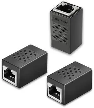 JAENFONG 3 Pack Ethernet Coupler, Premium Gold Plated Ethernet Extender, RJ45 Coupler Female to Female for Cat7/ Cat6/ Cat5/ Cat5e Network Cable