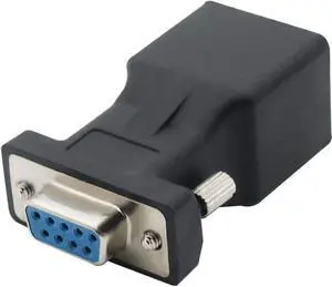 JAENFONG DB9 RS232 Female Port to RJ45 Female Connector Card DB9 Serial Port Extender to LAN CAT5 CAT6 RJ45 Network Ethernet Cable Adapter