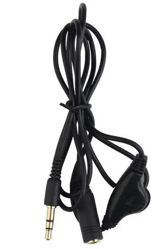 JAENFONG 3.5mm Male To Female Extension Cord Volume Control Cable Black Extension Cord Wire Stereo Audio Adapter Wear Resistant