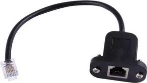 JAENFONG RJ12 6p6c Female to Male Telephone Panel Mount LAN Network Ethernet Extension Cable 15cm