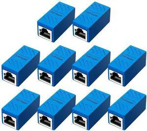 JAENFONG Network Coupler, Ethernet Cable Extender Female to Female, Cat6 Inline Couplerin, Cat5 Connectors, for Cat7/Cat6/Cat5/Cat5e Ethernet Extension Cable (10 Pack Blue) JAENFONG Network Coupler, Ethernet Cable Extender Female to Female, Cat6 Inline Couplerin, Cat5 Connectors, for Cat7/Cat6/Cat5/Cat5e Ethernet Extension Cable (10 Pack Blue)