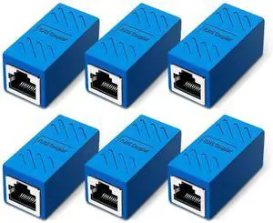 JAENFONG RJ45 Network Coupler, Ethernet Cable Extender Female to Female, Cat6 Inline Coupler Connector, for Cat7/Cat6/Cat5/Cat5e Ethernet Extension Cable (6 PCS Blue)