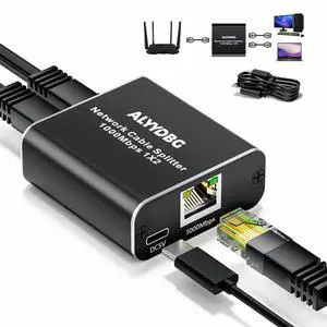 JAENFONG Ethernet Splitter 1 to 2, Vszerda 1000Mbps RJ45 Splitter with USB Power Cable, Gigabit LAN Splitter Using Cat5/5e/6/7/8 Cable for Computers Laptop, PC, TV, PS5, Xbox