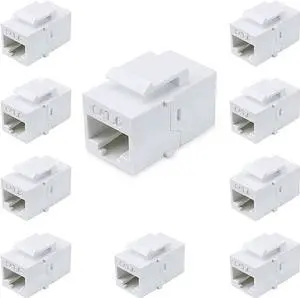 JAENFONG Female to Female Cat6 Keystone RJ45 Couplers, 10 Pack, White, Tablet