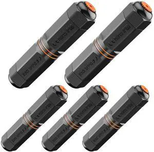 JAENFONG Ethernet Coupler Outdoor CAT6A 10Gbps, Female-to-Female Waterproof RJ45 Connector Shielded, IP68 Network Cable Extender for Weatherproof Use 5-Pack, 5.3 in