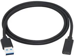 JAENFONG USB 3.0 Type A Male to USB 3.0 Type C Female Connector Converter Adapter (Black) (3ft)