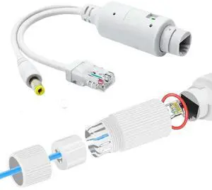 JAENFONG 48V To 12V POE Spliter Adapter Waterproof Video And Power Adapter Cable IEEE802.3af/at Compliant IP Camera Splitter 10/100Mbps