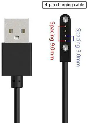 JAENFONG Universal 4pin 9mm 3.0mm Space Watch Magnetic Charging Cable USB 2.0 Male To 4 Pin Magnetic Charger Line For Watch