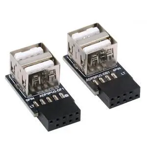 JAENFONG Adapter 2pcs/lot 9Pin 10Pin Motherboard Female Header to Dual USB 2.0 Female Adapter Horizontal Type
