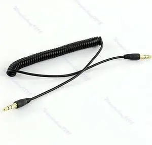JAENFONG OOTDTY 3.5mm Jack Audio Coiled Spiral Male to Male M/M Plug Stereo Extension Cable 4Ft