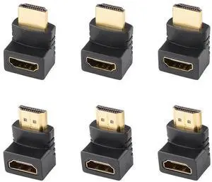 JAENFONG 90 & 270 Degree HDMI Adapter (6 Pack), Gold Plated Right Angle Male to Female HDMI Adapter JAENFONG 90 & 270 Degree HDMI Adapter (6 Pack), Gold Plated Right Angle Male to Female HDMI Adapter