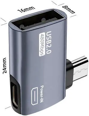 JAENFONG 2 Pack OTG Cable Adapter for Fire TV Stick 4K, 90 Degree Left and Right Angle Powered Micro USB to USB OTG Adapter for Android Phone Tablet and More Host Devices with Micro USB (Grey)