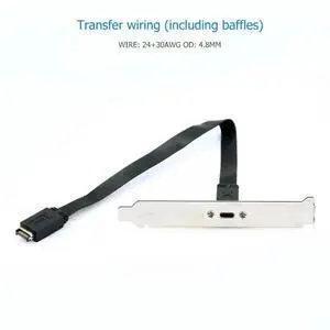 JAENFONG 30cm USB 3.1 Front Panel Header Type E Male To USB-C Type C Female Motherboard Expansion Cable Connector wire cord with Baffles
