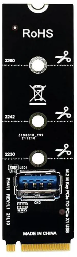 JAENFONG M.2 NGFF M-Key To USB3.0 Graphic Card Extender NGFF M.2 To PCI-E X1 Transfer Card M2 PCIE Riser Card Support 2280 2260 2242 2230