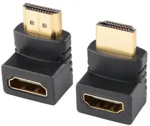 JAENFONG 90 & 270 Degree HDMI Adapter (2 Pack), Gold Plated Right Angle Male to Female HDMI Adapter JAENFONG 90 & 270 Degree HDMI Adapter (2 Pack), Gold Plated Right Angle Male to Female HDMI Adapter