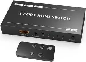 HDMI Switcher with Remote Control, Ultra HD 8K High Speed 48Gbps Directional Switch Only 4in 1out 8K@60Hz 4K@120Hz Splitter Converter (8K)