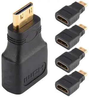 JAENFONG Mini HDMI Adapter (5 Pack), Gold Plated HDMI Female to Mini HDMI Male Adapter Compatible with Digital Camera Camcorder Tablet Laptop JAENFONG Mini HDMI Adapter (5 Pack), Gold Plated HDMI Female to Mini HDMI Male Adapter Compatible with Digital Camera Camcorder Tablet Laptop