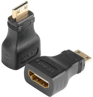 JAENFONG Mini HDMI Adapter (2 Pack), Gold Plated HDMI Female to Mini HDMI Male Adapter Compatible with Digital Camera Camcorder Tablet Laptop