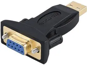 JAENFONG CableCreation USB to RS232 Adapter with FTDI Chipset, USB 2.0 Male to RS232 Female DB9 Serial Converter for Cashier Register, Modem, Scanner, Industriual Machinery, CNC and Above,Black