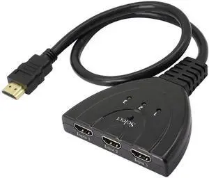 3 Port HDMI SwitchHDMI Switch 3 in 1 Out with HDMI Cable1080P HDMI Splitter Manual HDMI Switcher Plug & Play - Manual HDMI Switcher